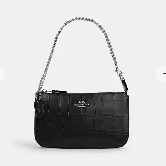New!☪️ Coach Black Croc-Patterned Nolita 19 - Picture 1 of 7